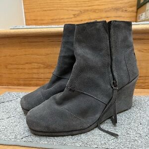 TOMS suede wedge bootie